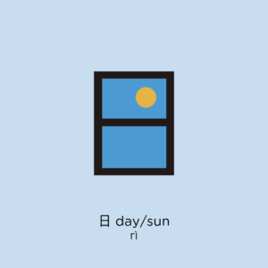 Illustration of the Chinese character 日, meaning ‘sun’ or ‘day’ in Mandarin.
