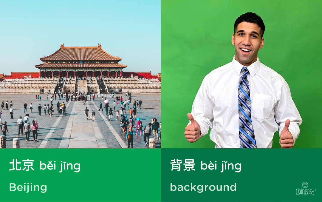 Two-Syllable Chinese Homophones: Beijing vs background